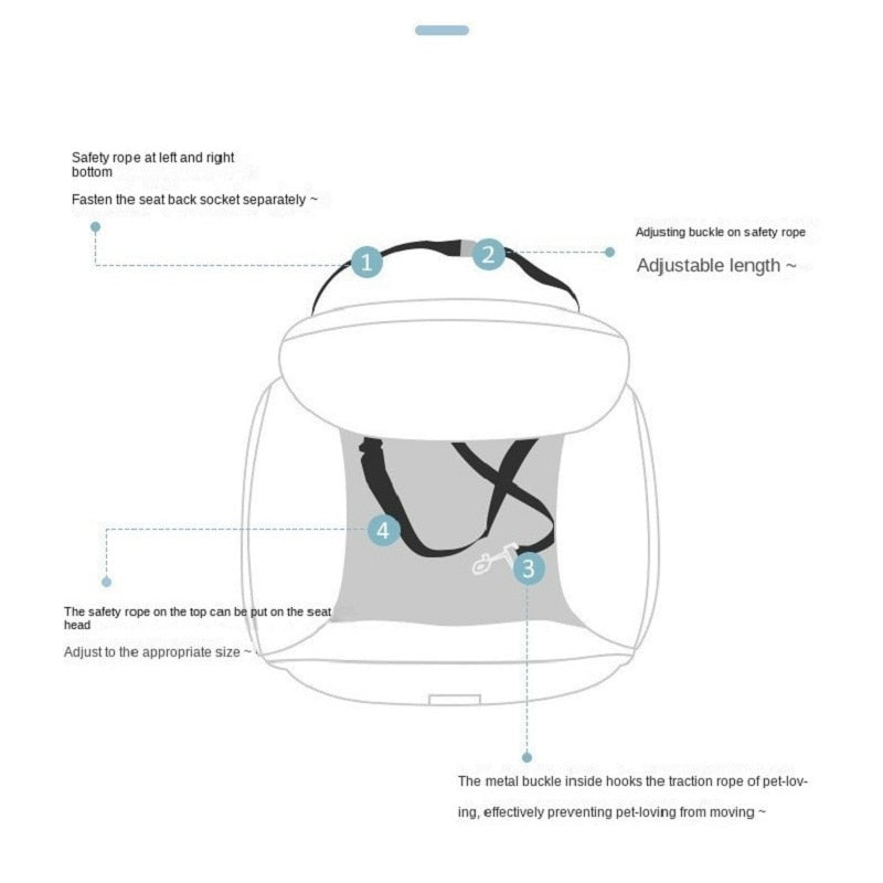 FurPort comfortable Pet Car Seat with cushion and adjustable straps